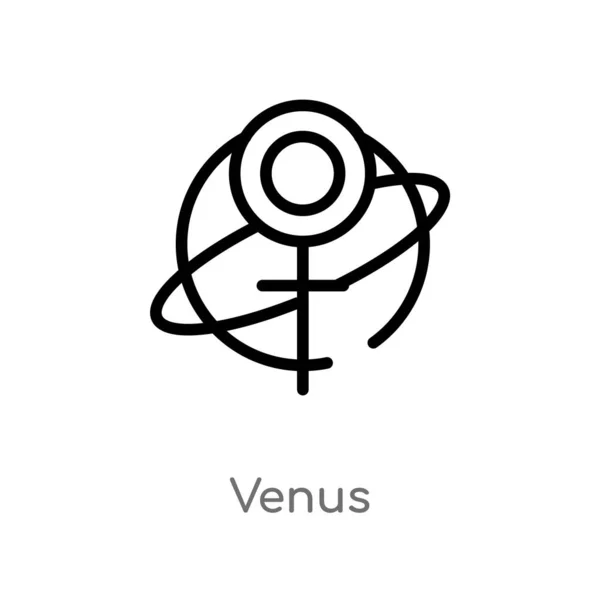 Overzicht Venus Vector Icoon Geïsoleerde Zwarte Eenvoudige Lijn Element Illustratie — Stockvector