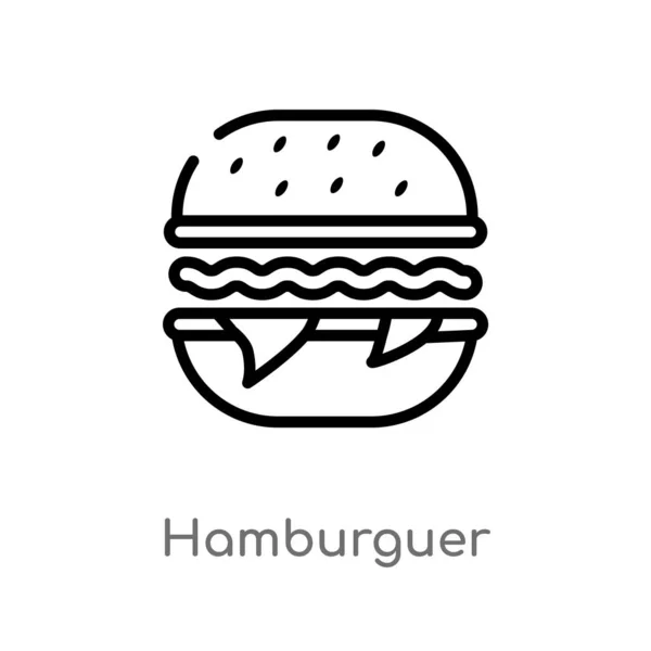 Vázlat Hamburguer Vektor Ikon Izolált Fekete Egyszerű Vonal Elem Illusztráció — Stock Vector
