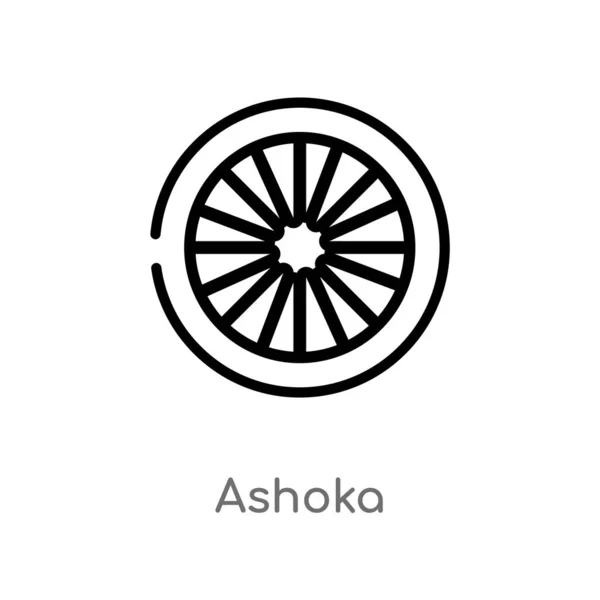 Contorno Icono Del Vector Ashoka Aislado Negro Simple Línea Elemento — Vector de stock