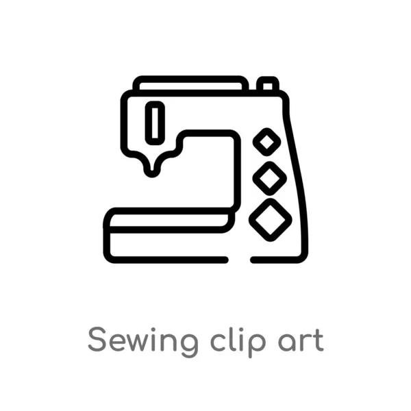 Contorno Costura Icono Vectores Clip Art Aislado Negro Simple Línea — Archivo Imágenes Vectoriales