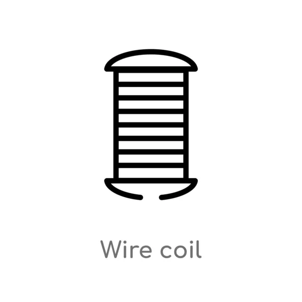 輪郭ワイヤーコイルベクトルアイコン 縫うコンセプトから孤立した黒シンプルなライン要素のイラスト 白い背景に編集可能なベクトルストロークワイヤーコイルのアイコン — ストックベクタ