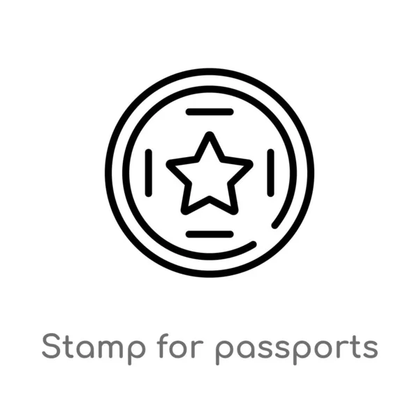 Esquema Sello Para Icono Vector Pasaportes Elemento Línea Simple Negro — Archivo Imágenes Vectoriales