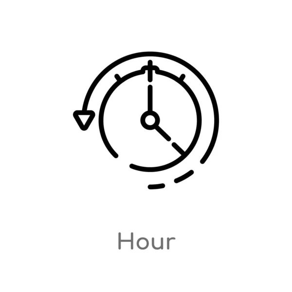 Icona Vettoriale Ora Contorno Isolato Nero Semplice Linea Elemento Illustrazione — Vettoriale Stock