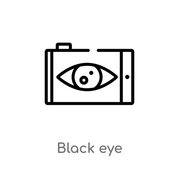轮廓黑眼圈矢量图标 从技术概念看被隔绝的黑简单的线元素例证 可编辑的矢量行程黑色眼睛图标上的白色背景 — 图库矢量图片