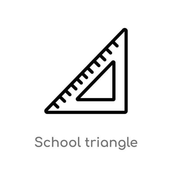 Contorno Scuola Icona Vettoriale Triangolo Isolato Nero Semplice Linea Elemento — Vettoriale Stock