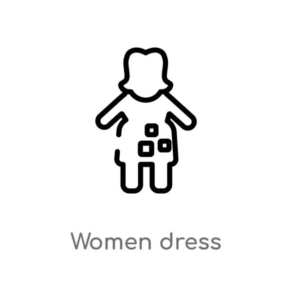 Esboço Mulheres Vestido Vetor Ícone Isolado Preto Simples Ilustração Elemento — Vetor de Stock