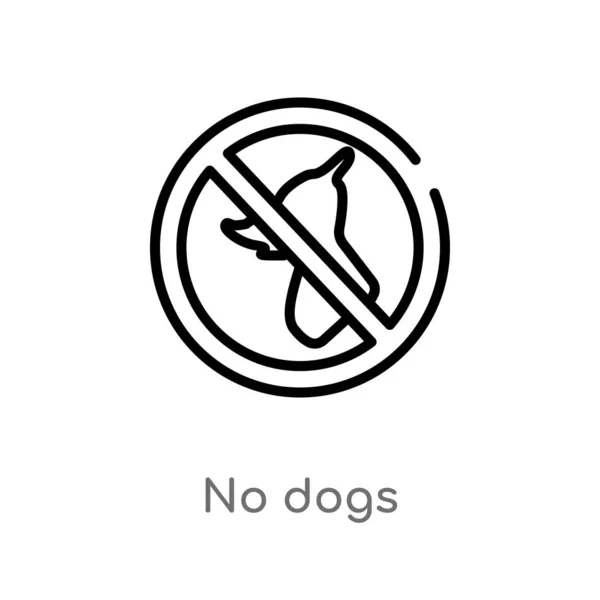 Umriss Kein Hunde Vektor Symbol Vereinzelte Schwarze Einfache Linienelemente Illustration — Stockvektor