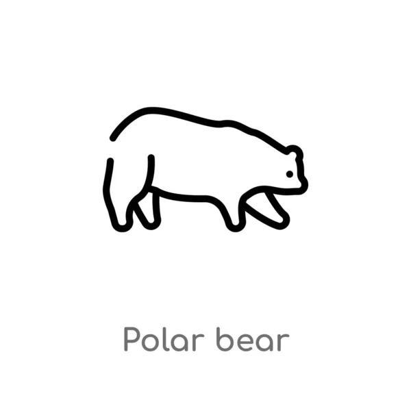 Kontur Ikona Wektora Niedźwiedzia Polarnego Białym Tle Prosta Ilustracja Element — Wektor stockowy