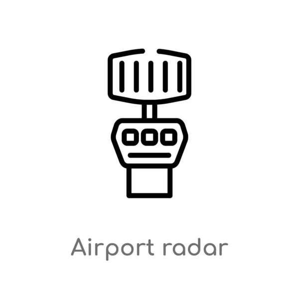 Contour Radar Aéroport Icône Vectorielle Illustration Isolée Élément Ligne Simple — Image vectorielle