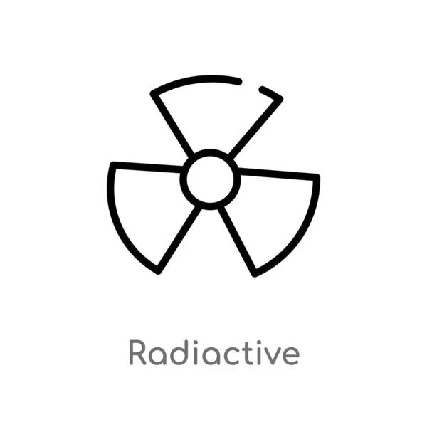 Contorno Icono Vector Radiactivo Aislado Negro Simple Línea Elemento Ilustración — Archivo Imágenes Vectoriales