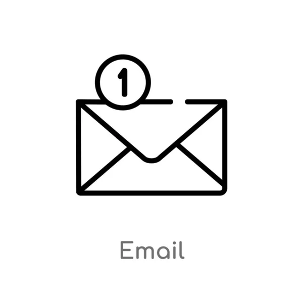 アウトライン電子メールベクターアイコン 戦略の概念から孤立した黒のシンプルなライン要素のイラスト 白い背景に編集可能なベクトルストローク電子メールアイコン — ストックベクタ