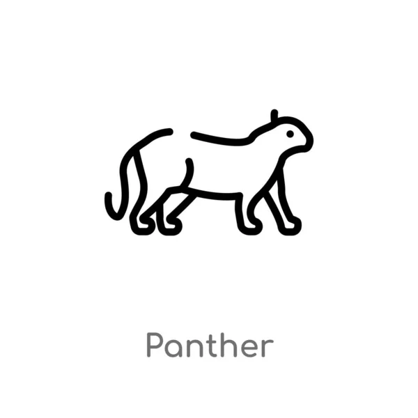 Umriss Panther Vektor Symbol Vereinzelte Schwarze Einfache Linienelemente Illustration Aus — Stockvektor