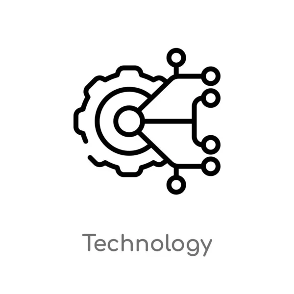 Ikona Wektorowa Technologii Konspektu Białym Tle Prosta Ilustracja Element Linii — Wektor stockowy