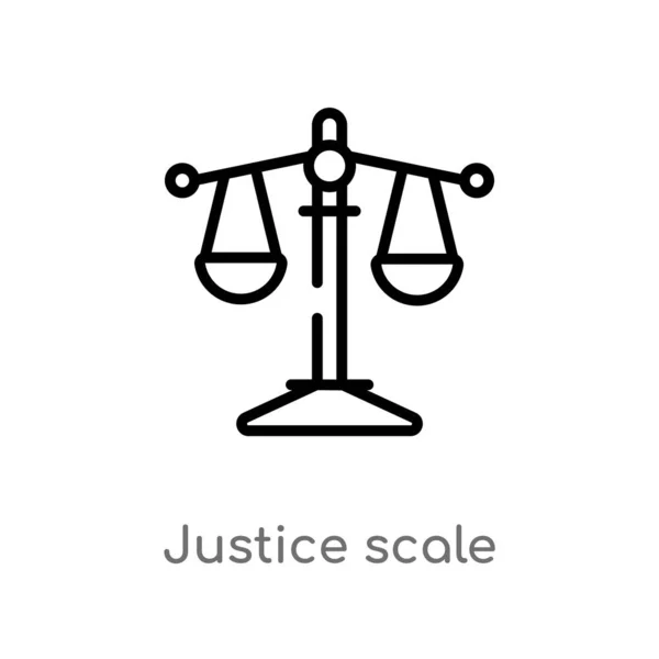 Décrire Icône Vectorielle Échelle Justice Illustration Isolée Élément Ligne Simple — Image vectorielle