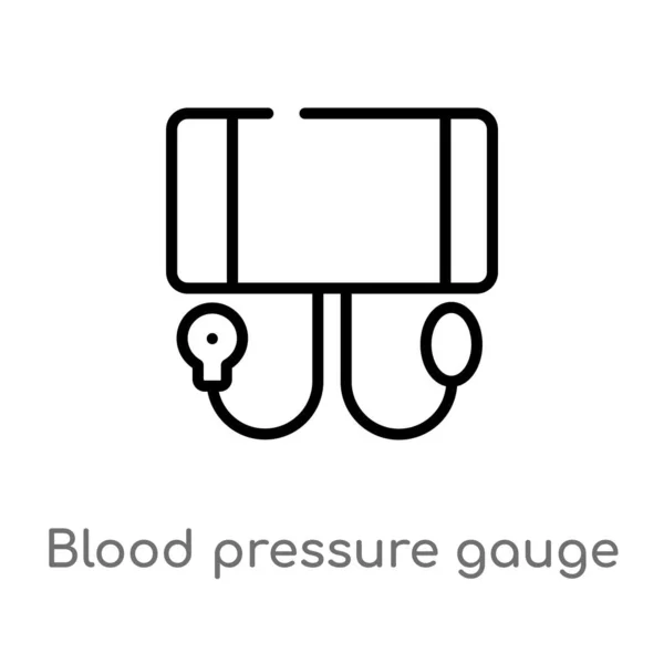 Outline Blood Pressure Gauge Vector Icon Isolated Black Simple Line — Stock Vector