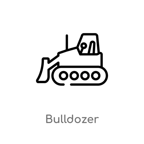 Outline Bulldozer Vector Icon Isolated Black Simple Line Element Illustration — Stock Vector