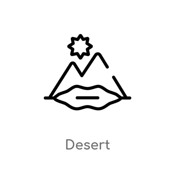 概述沙漠矢量图标 从非洲概念中分离出黑色简单线元素插图 白色背景上的可编辑矢量描边沙漠图标 — 图库矢量图片