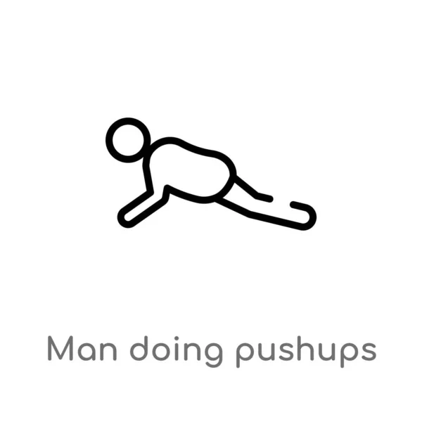 Contorno Hombre Haciendo Push Ups Icono Del Vector Aislado Negro — Vector de stock