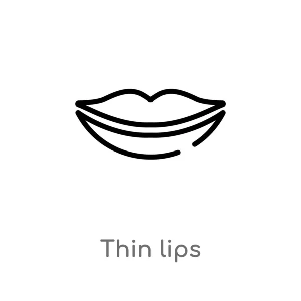 Outline Thin Lips Vector Icon Isolated Black Simple Line Element — Stock Vector