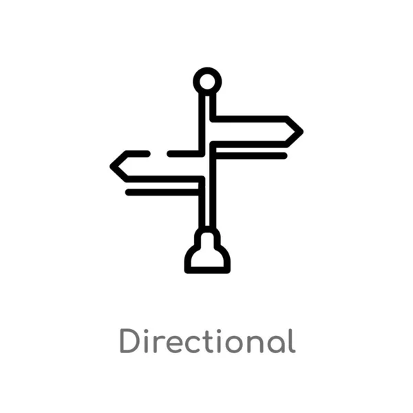 Contorno Icono Vector Direccional Aislado Negro Simple Línea Elemento Ilustración — Vector de stock