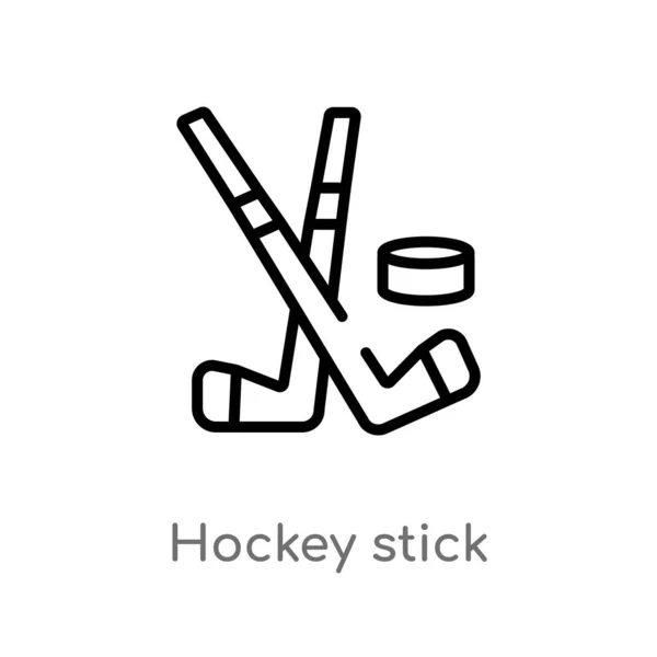 Outline Hockey Stick Vector Icon Isolated Black Simple Line Element — Stock Vector
