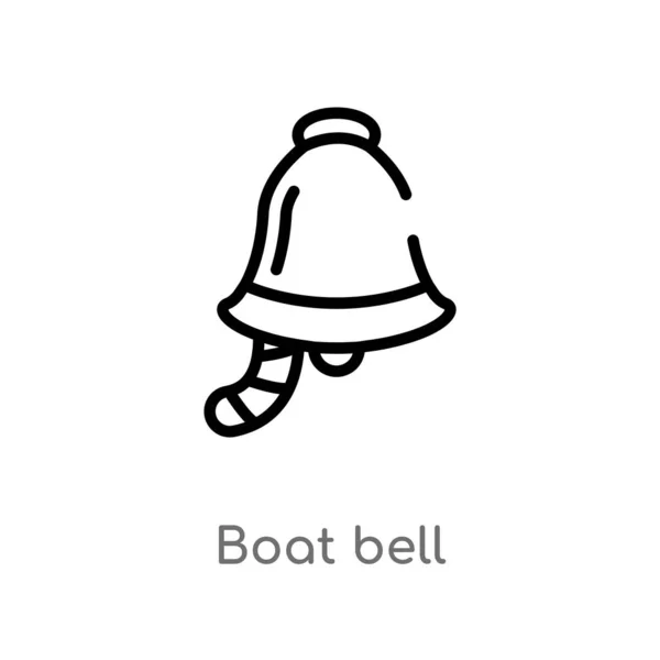 Outline Boat Bell Vector Icon Isolated Black Simple Line Element — Stock Vector