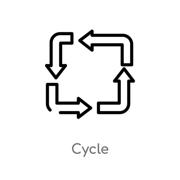 Иконка Вектора Контура Цикла Изолированная Черная Простая Иллюстрация Элемента Строки — стоковый вектор