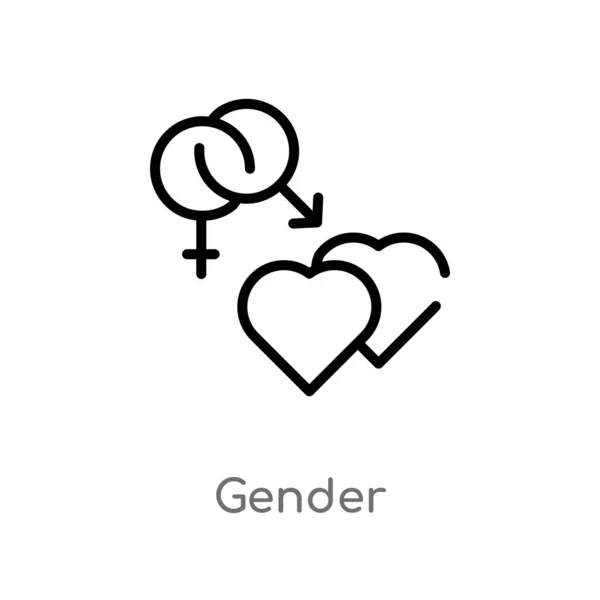 Overzicht Gender Vector Icon Geïsoleerde Zwarte Eenvoudige Lijn Element Illustratie — Stockvector