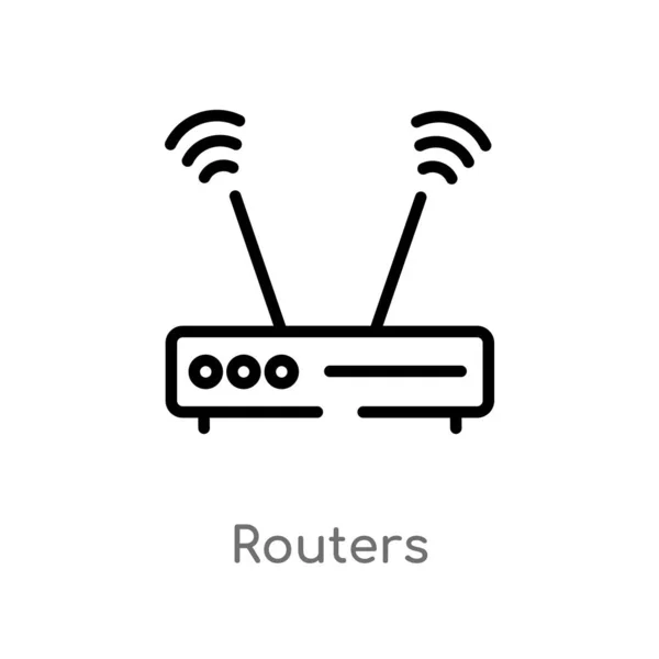 Contorno Router Icona Vettoriale Isolato Nero Semplice Linea Elemento Illustrazione — Vettoriale Stock