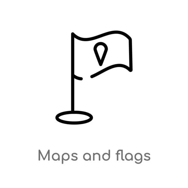 Контур Карты Значок Вектора Флагов Изолированная Черная Простая Иллюстрация Элемента — стоковый вектор
