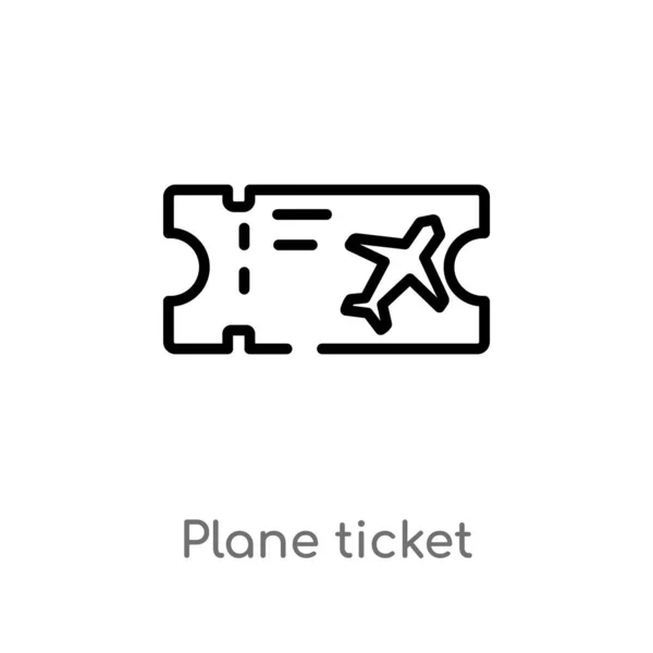 Contorno Avión Ticket Vector Icono Aislado Negro Simple Línea Elemento — Vector de stock