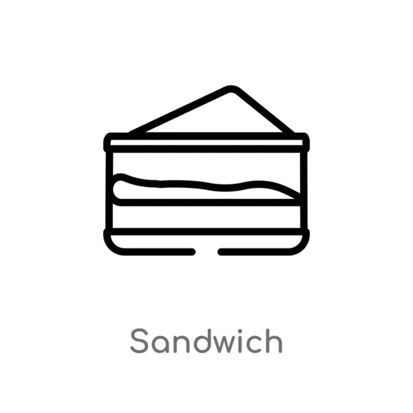 Outline Sandwich Vector Icon Isolated Black Simple Line Element Illustration — Stock Vector