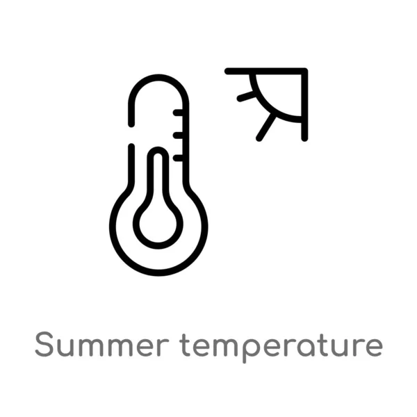 Contorno Icono Vector Temperatura Verano Aislado Negro Simple Línea Elemento — Vector de stock