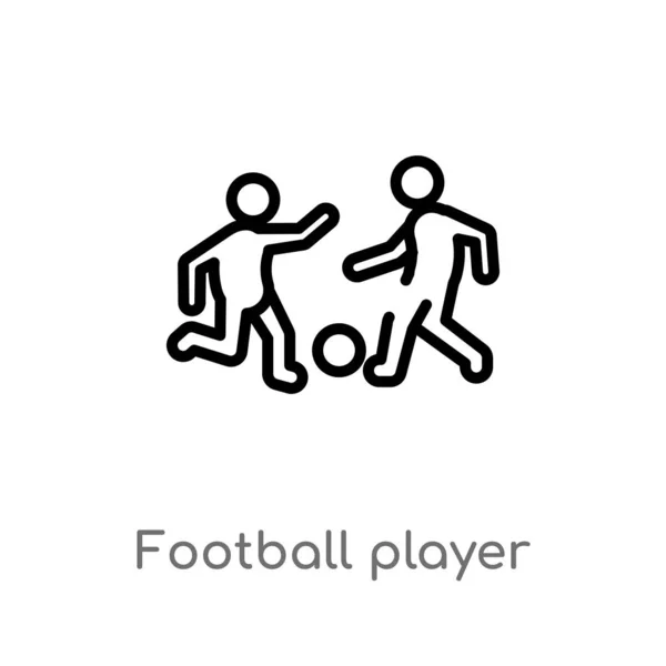 Contorno Giocatore Calcio Con Icona Vettore Palla Isolato Nero Semplice — Vettoriale Stock