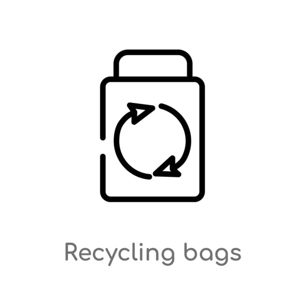 Contorno Bolsas Reciclaje Icono Vectores Aislado Negro Simple Línea Elemento — Vector de stock