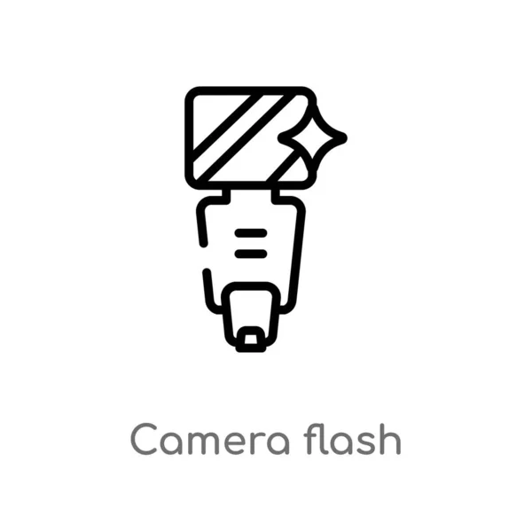 Outline Camera Flash Vector Icon Isolated Black Simple Line Element — Stock Vector