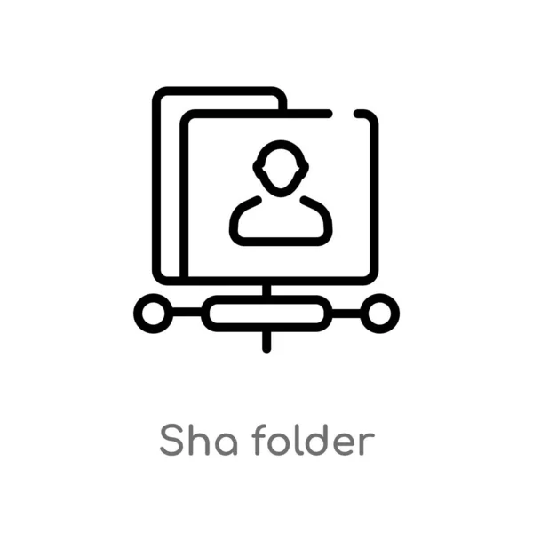 アウトライン Sha フォルダベクタアイコン 検索エンジン最適化コンセプトから分離された黒シンプルライン要素イラスト 白の背景に編集可能なベクトルストローク Sha フォルダアイコン — ストックベクタ