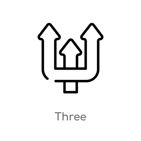 Контур Иконки Вектора Три Изолированная Черная Простая Иллюстрация Элемента Строки — стоковый вектор