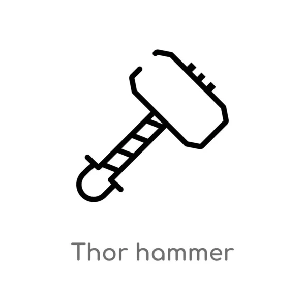 Contorno Thor Martillo Vector Icono Elemento Línea Simple Negro Aislado — Archivo Imágenes Vectoriales