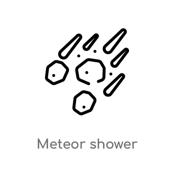 Osnova Ikona Vektoru Meteoru Izolovaná Černá Jednoduchá Čára Ilustrace Koncepce — Stockový vektor