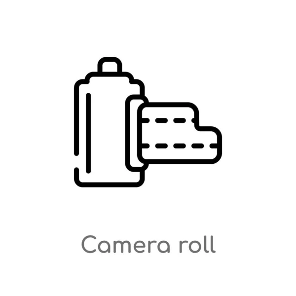 Overzichts Camera Roll Vector Pictogram Geïsoleerde Zwarte Eenvoudige Lijn Element — Stockvector