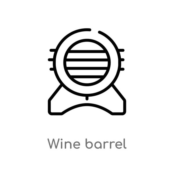 Contorno Vino Barril Vector Icono Aislado Negro Simple Línea Elemento — Vector de stock