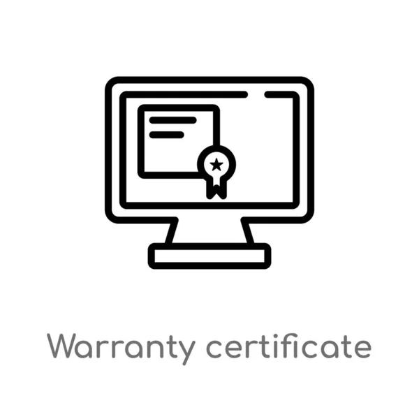 Outline Warranty Certificate Vector Icon Isolated Black Simple Line Element — Stock Vector