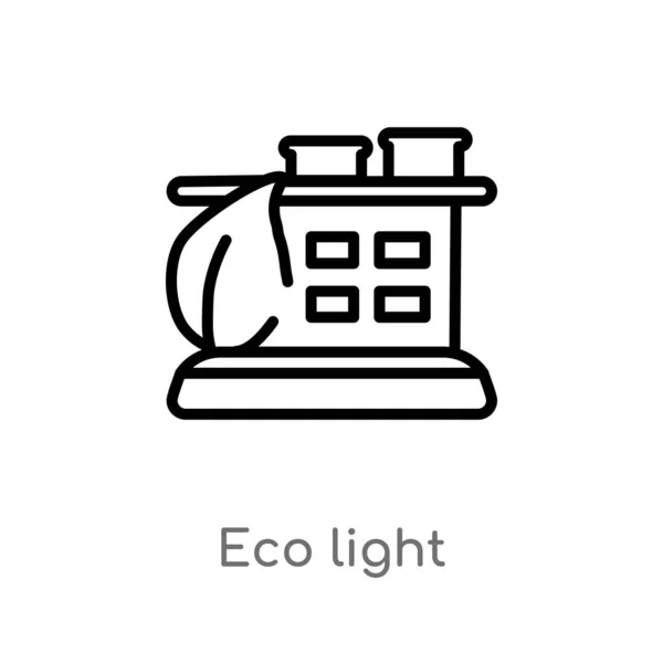 Kontur Eco Ljus Vektor Ikonen Isolerad Svart Enkel Linjeelement Illustration — Stock vektor