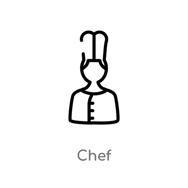 Contorno Icono Del Vector Chef Aislado Negro Elemento Línea Simple — Archivo Imágenes Vectoriales