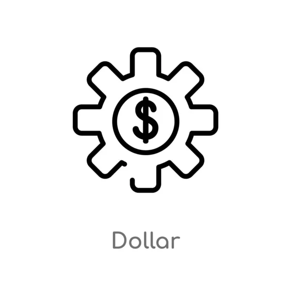 Contorno Icono Del Vector Dólar Aislado Negro Simple Línea Elemento — Archivo Imágenes Vectoriales