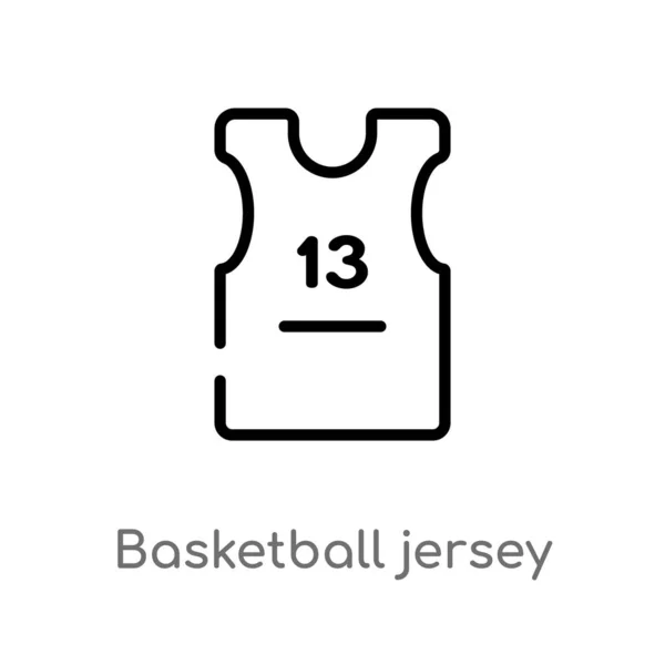 概述篮球球衣矢量图标 从服装概念中分离出黑色简单线元素插图 可编辑矢量描边篮球球衣图标在白色背景 — 图库矢量图片