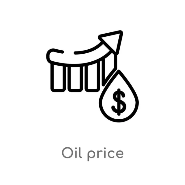 Overzicht Olieprijs Vector Icoon Geïsoleerde Zwarte Eenvoudige Lijn Element Illustratie — Stockvector