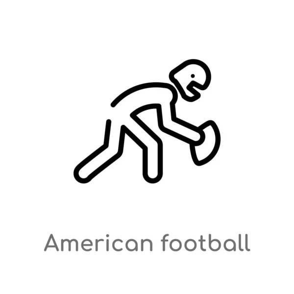Umriss Eines Amerikanischen Fußballspielers Der Das Ball Vektor Symbol Wählt — Stockvektor