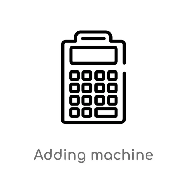 Outline Adding Machine Vector Icon Isolated Black Simple Line Element — Stock Vector